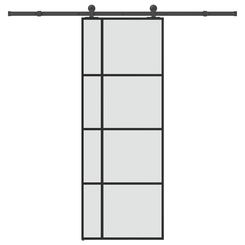 skydedør med hardwaresæt 76x205 cm sikkerhedsglas aluminium