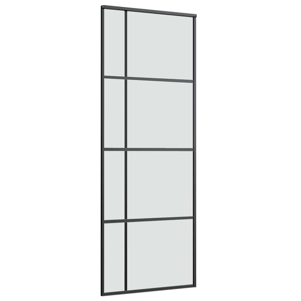 skydedør med hardwaresæt 76x205 cm sikkerhedsglas aluminium
