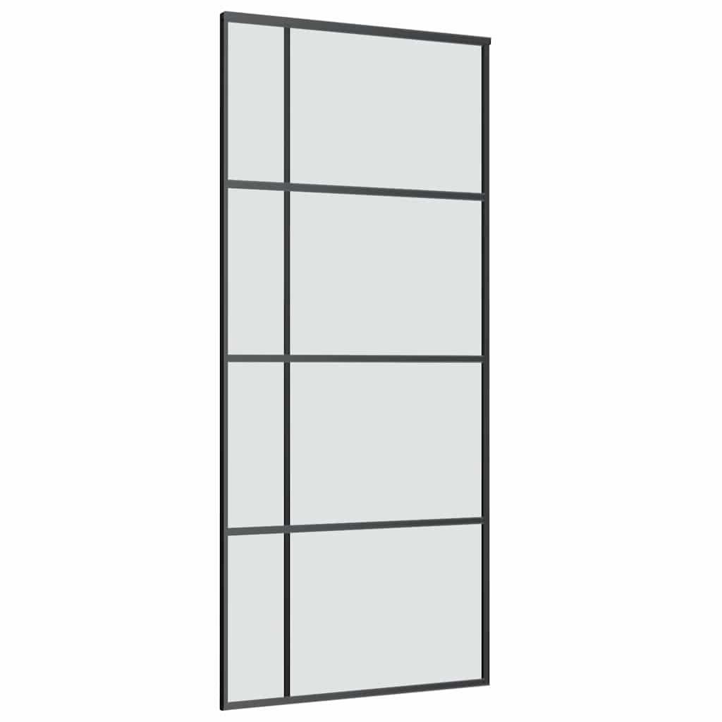 skydedør med hardwaresæt 90x205 cm sikkerhedsglas aluminium