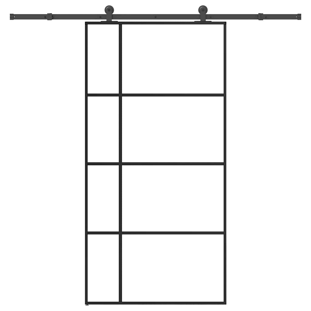 skydedør med hardwaresæt 102,5x205 cm sikkerhedsglas aluminium