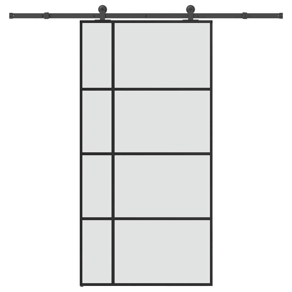 skydedør med hardwaresæt 102,5x205 cm sikkerhedsglas aluminium