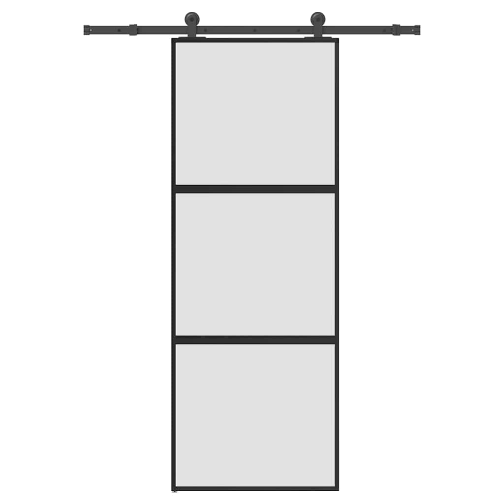 skydedør med hardwaresæt 76x205 cm hærdet glas og aluminium