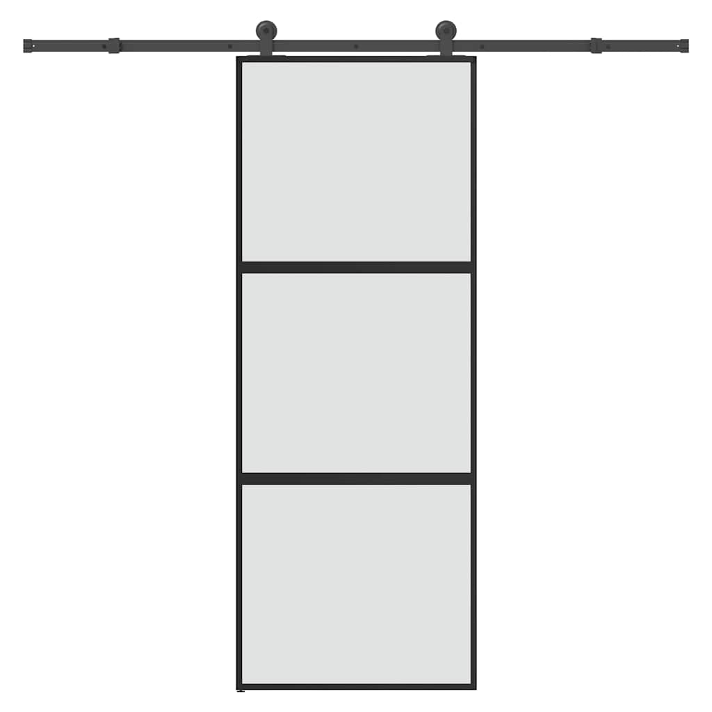 skydedør med hardwaresæt 76x205 cm hærdet glas og aluminium