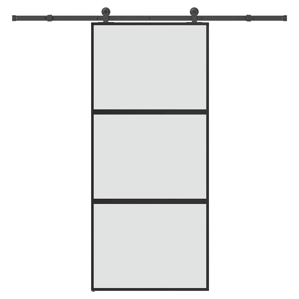 skydedør med hardwaresæt 90x205 cm hærdet glas og aluminium