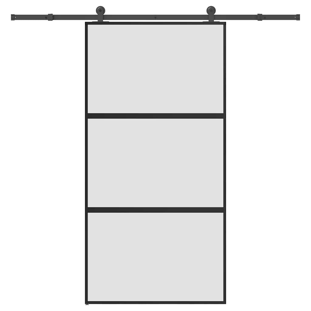 skydedør med hardwaresæt 102,5x205 cm hærdet glas og aluminium