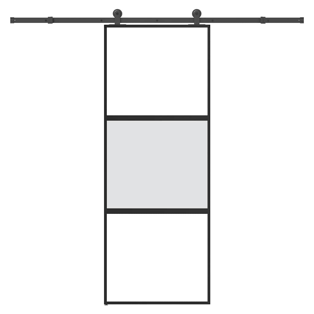 skydedør med hardwaresæt 76x205 cm hærdet glas og aluminium