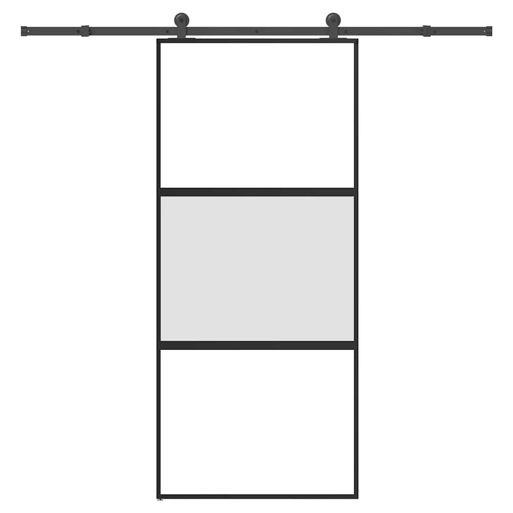 skydedør med hardwaresæt 90x205 cm hærdet glas og aluminium