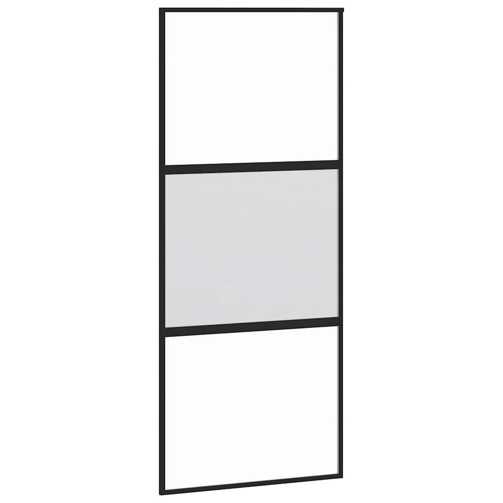 skydedør med hardwaresæt 90x205 cm hærdet glas og aluminium
