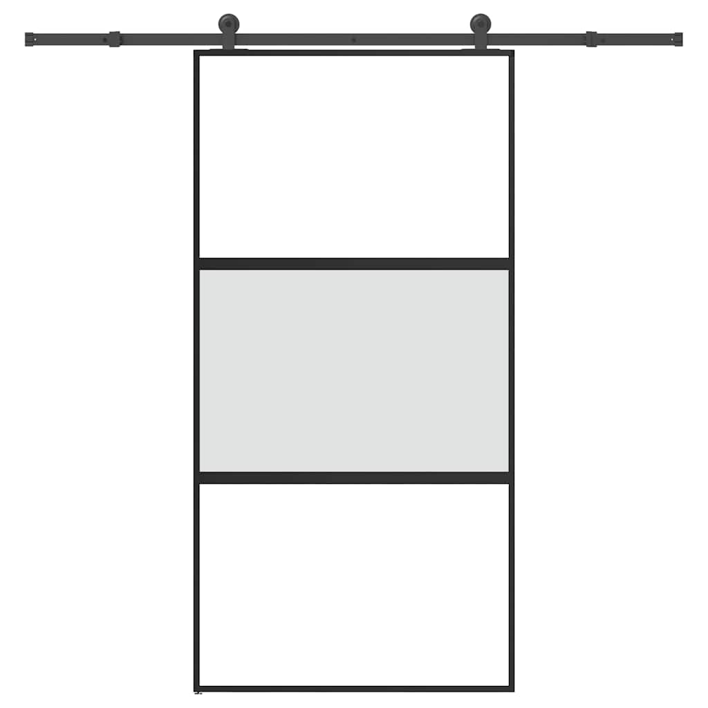 skydedør med hardwaresæt 102,5x205 cm hærdet glas og aluminium