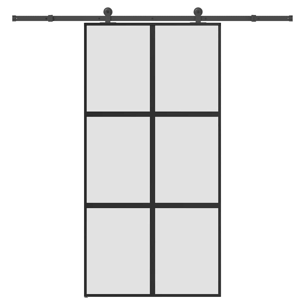 skydedør med hardwaresæt 102,5x205 cm hærdet glas og aluminium