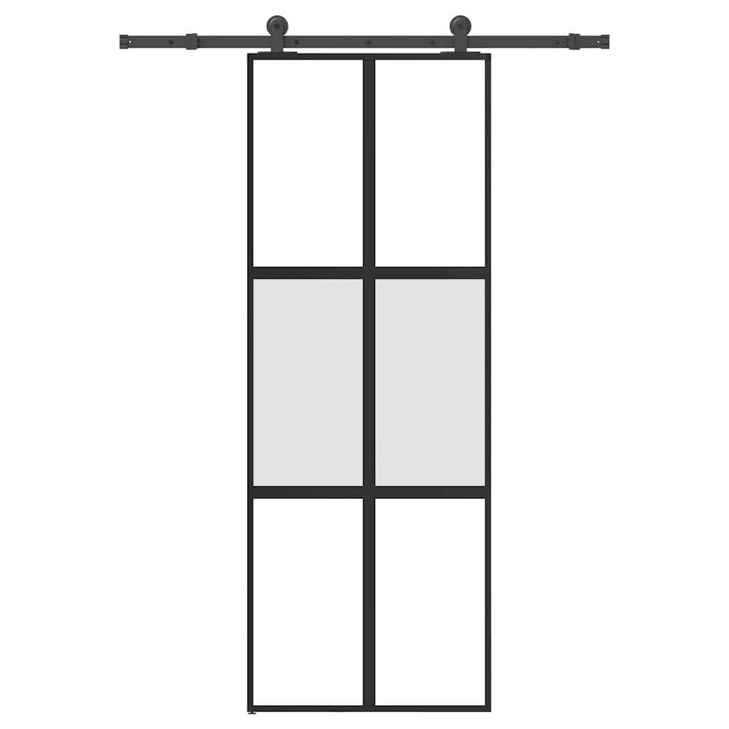 skydedør med hardwaresæt 76x205 cm hærdet glas og aluminium