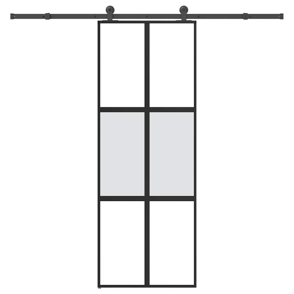 skydedør med hardwaresæt 76x205 cm hærdet glas og aluminium