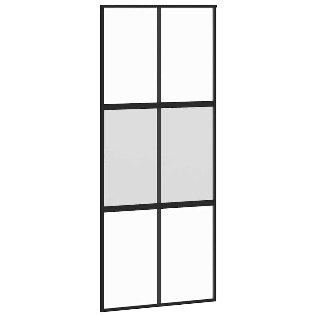 skydedør med hardwaresæt 90x205 cm hærdet glas og aluminium