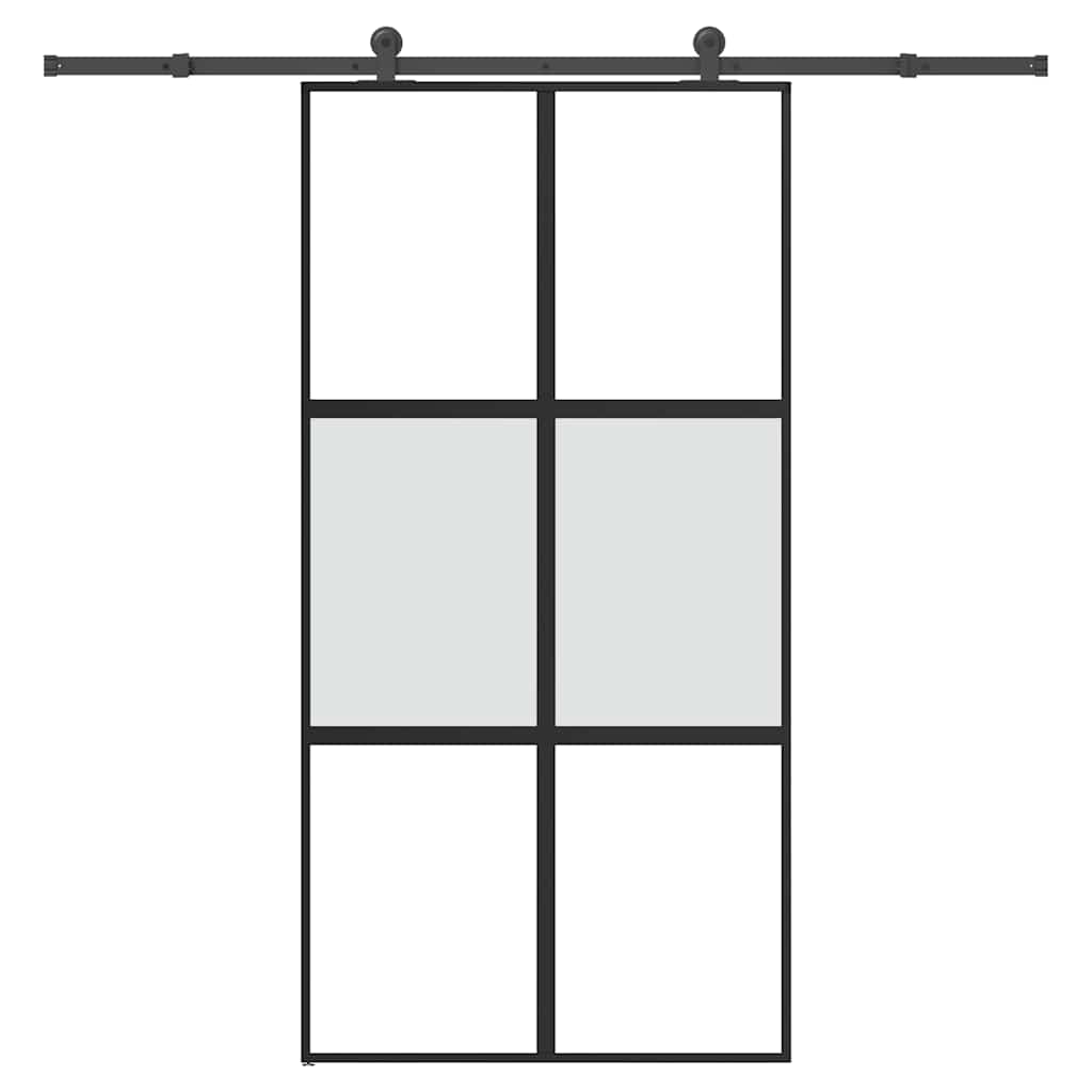 skydedør med hardwaresæt 102,5x205 cm hærdet glas og aluminium