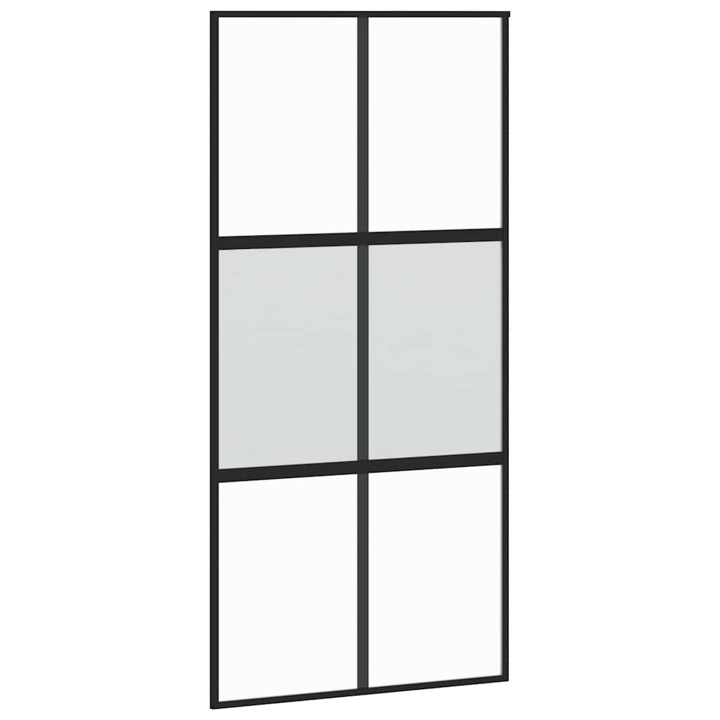 skydedør med hardwaresæt 102,5x205 cm hærdet glas og aluminium