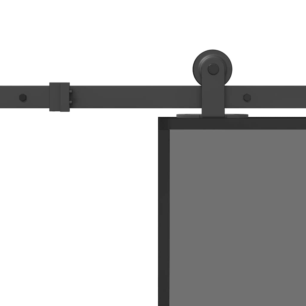 skydedør med hardwaresæt 76x205 cm hærdet glas og aluminium