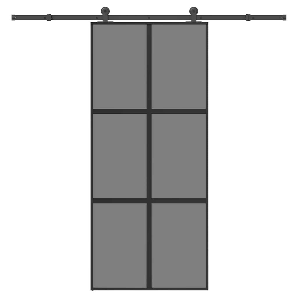 skydedør med hardwaresæt 90x205 cm hærdet glas og aluminium