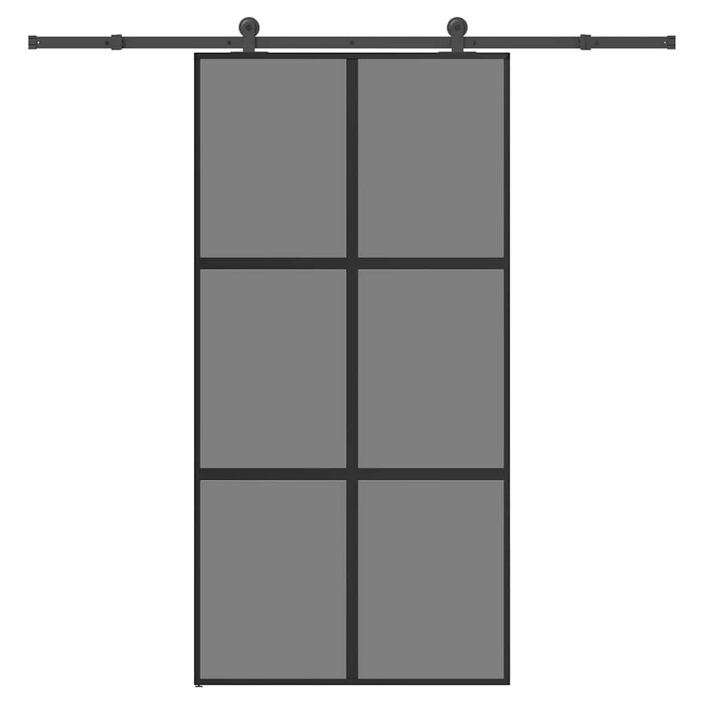 skydedør med hardwaresæt 102,5x205 cm hærdet glas og aluminium