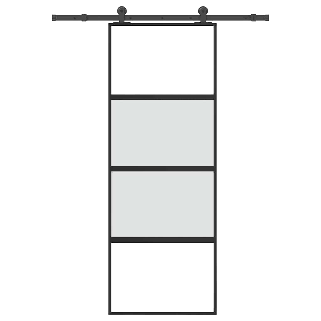 skydedør med hardwaresæt 76x205 cm hærdet glas og aluminium