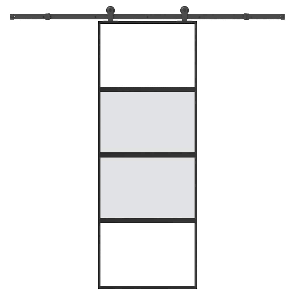 skydedør med hardwaresæt 76x205 cm hærdet glas og aluminium