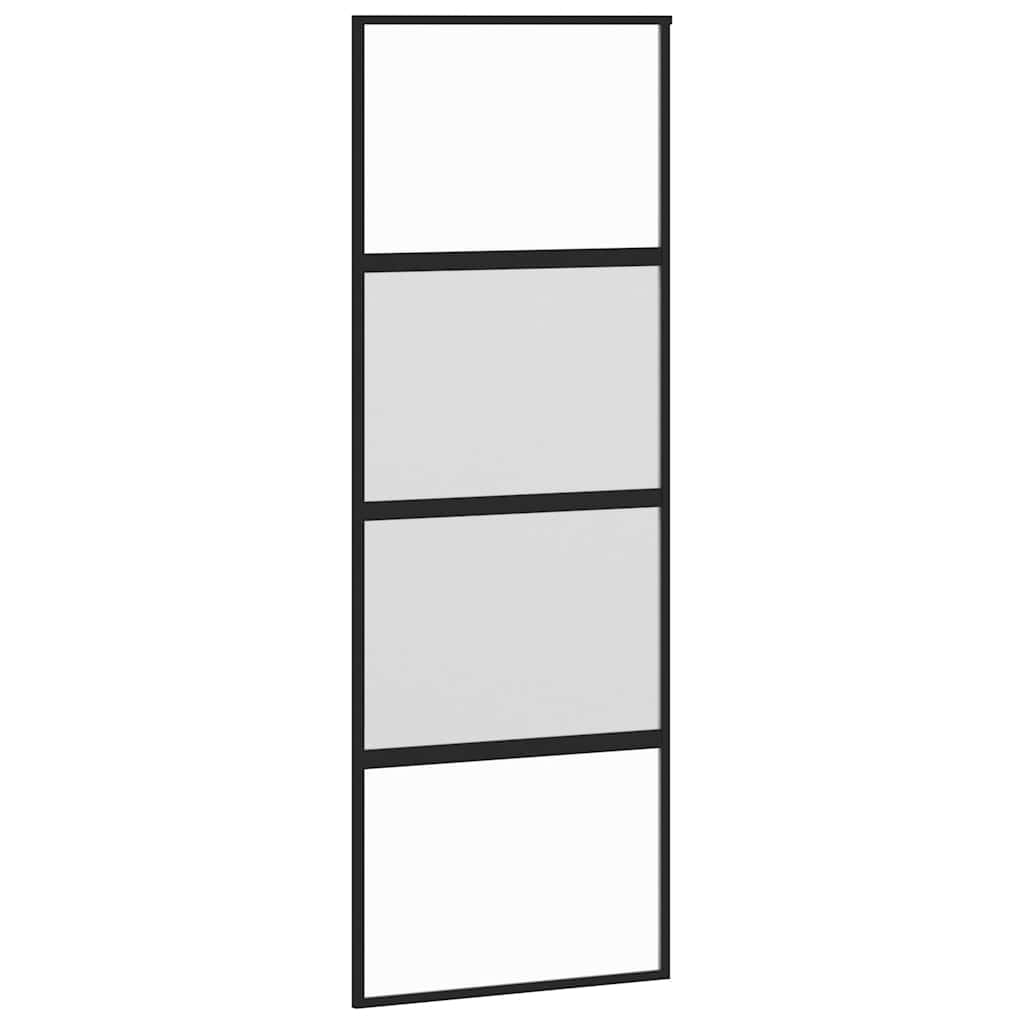 skydedør med hardwaresæt 76x205 cm hærdet glas og aluminium