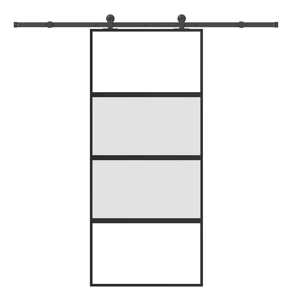 skydedør med hardwaresæt 90x205 cm hærdet glas og aluminium