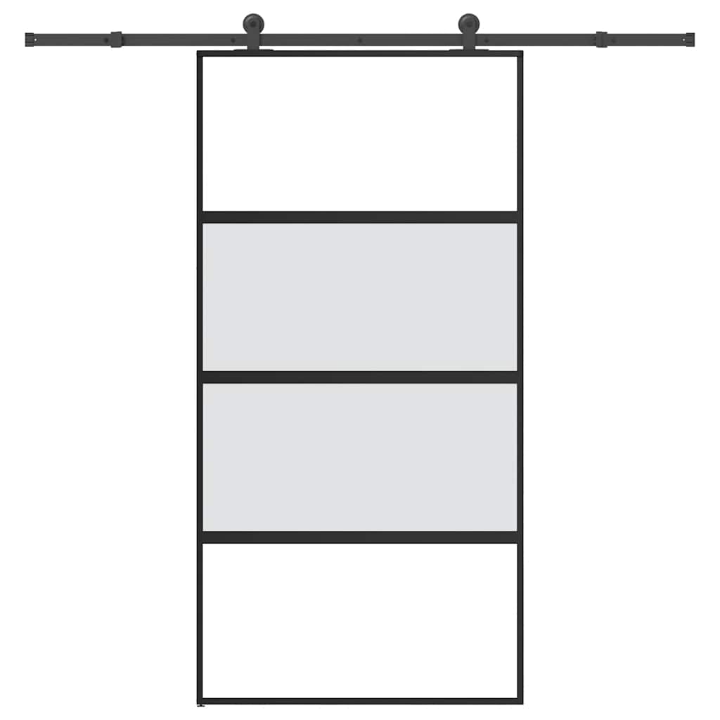 skydedør med hardwaresæt 102,5x205 cm hærdet glas og aluminium
