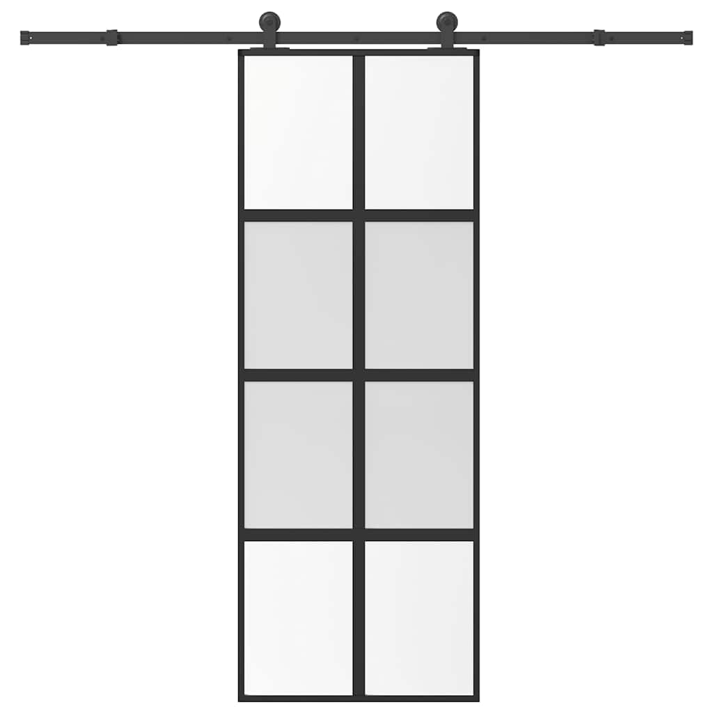 skydedør med hardwaresæt 76x205 cm hærdet glas og aluminium
