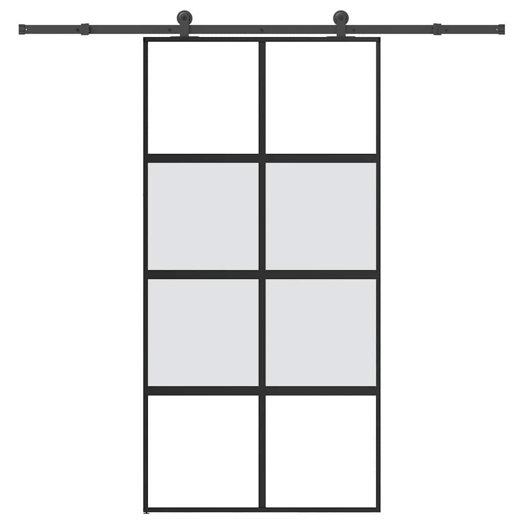skydedør med hardwaresæt 102,5x205 cm hærdet glas og aluminium