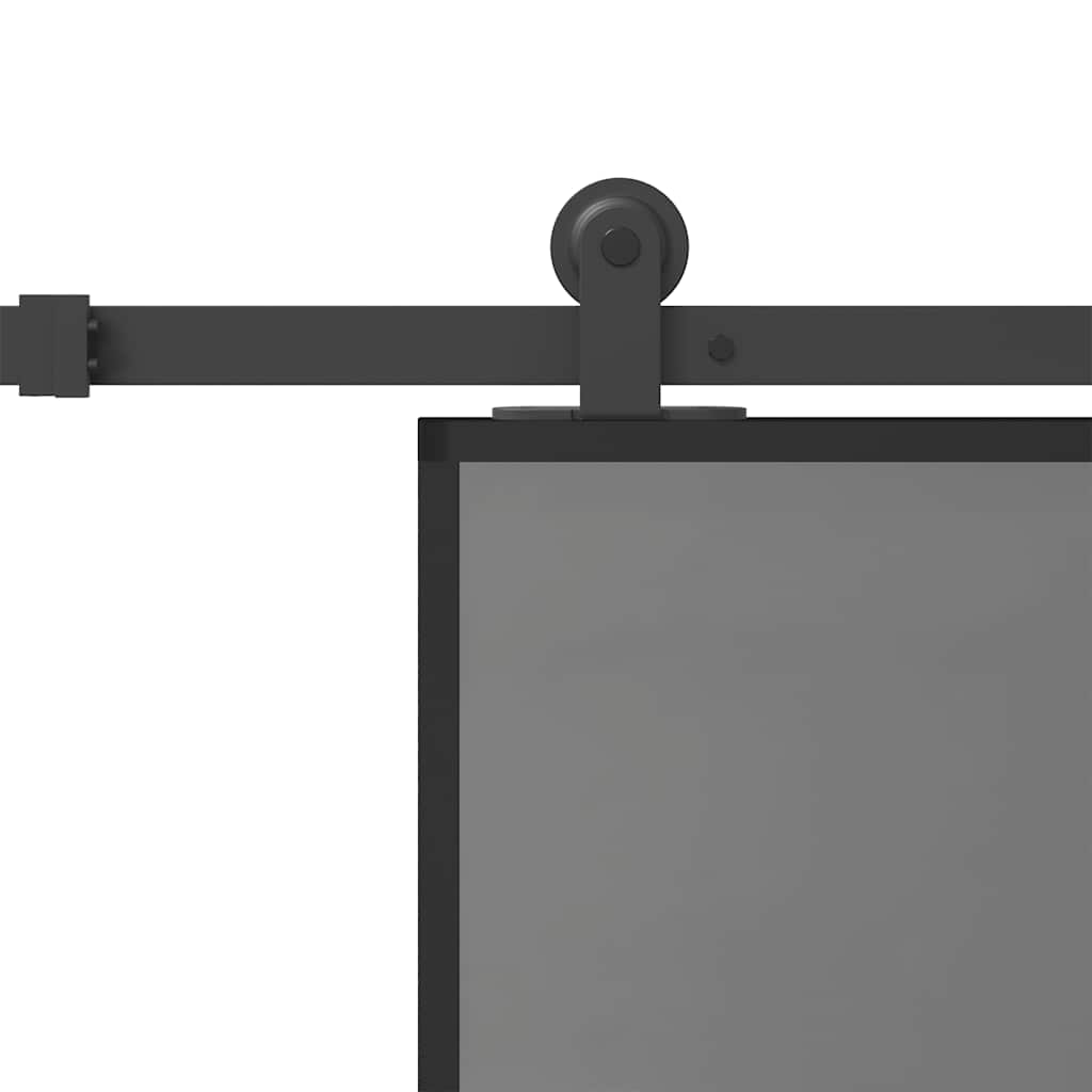 skydedør med hardwaresæt 76x205 cm hærdet glas og aluminium