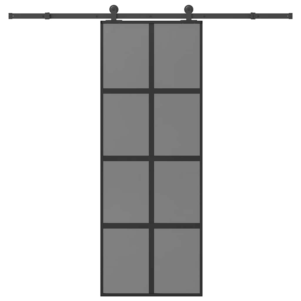 skydedør med hardwaresæt 76x205 cm hærdet glas og aluminium