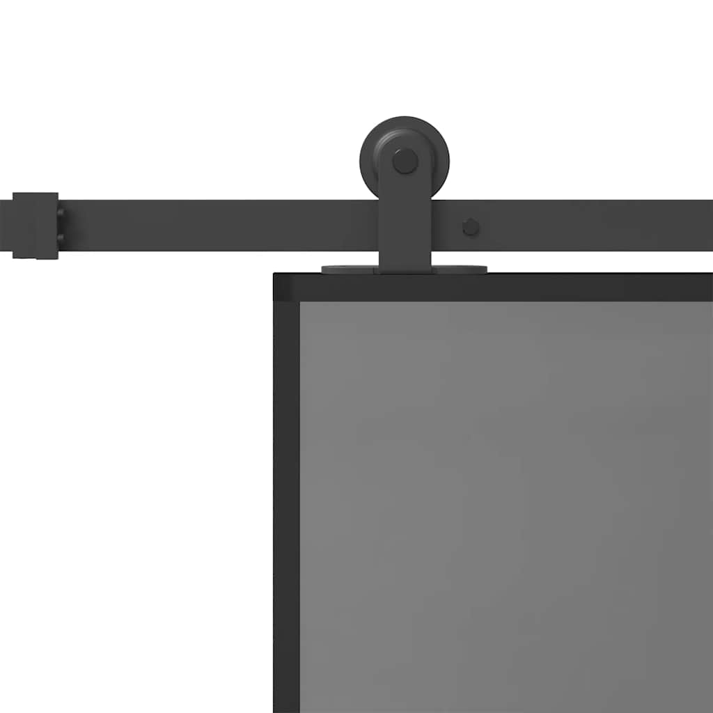 skydedør med hardwaresæt 76x205 cm hærdet glas og aluminium