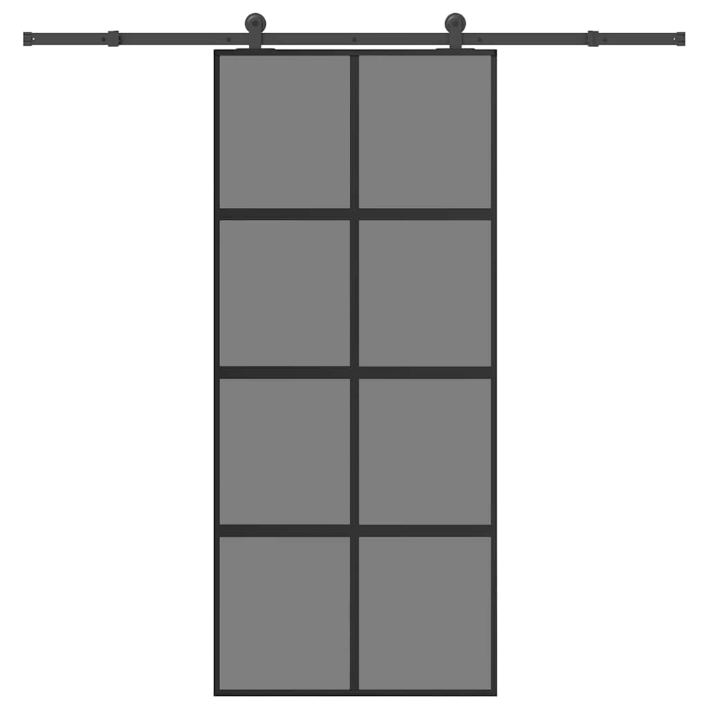 skydedør med hardwaresæt 90x205 cm hærdet glas og aluminium