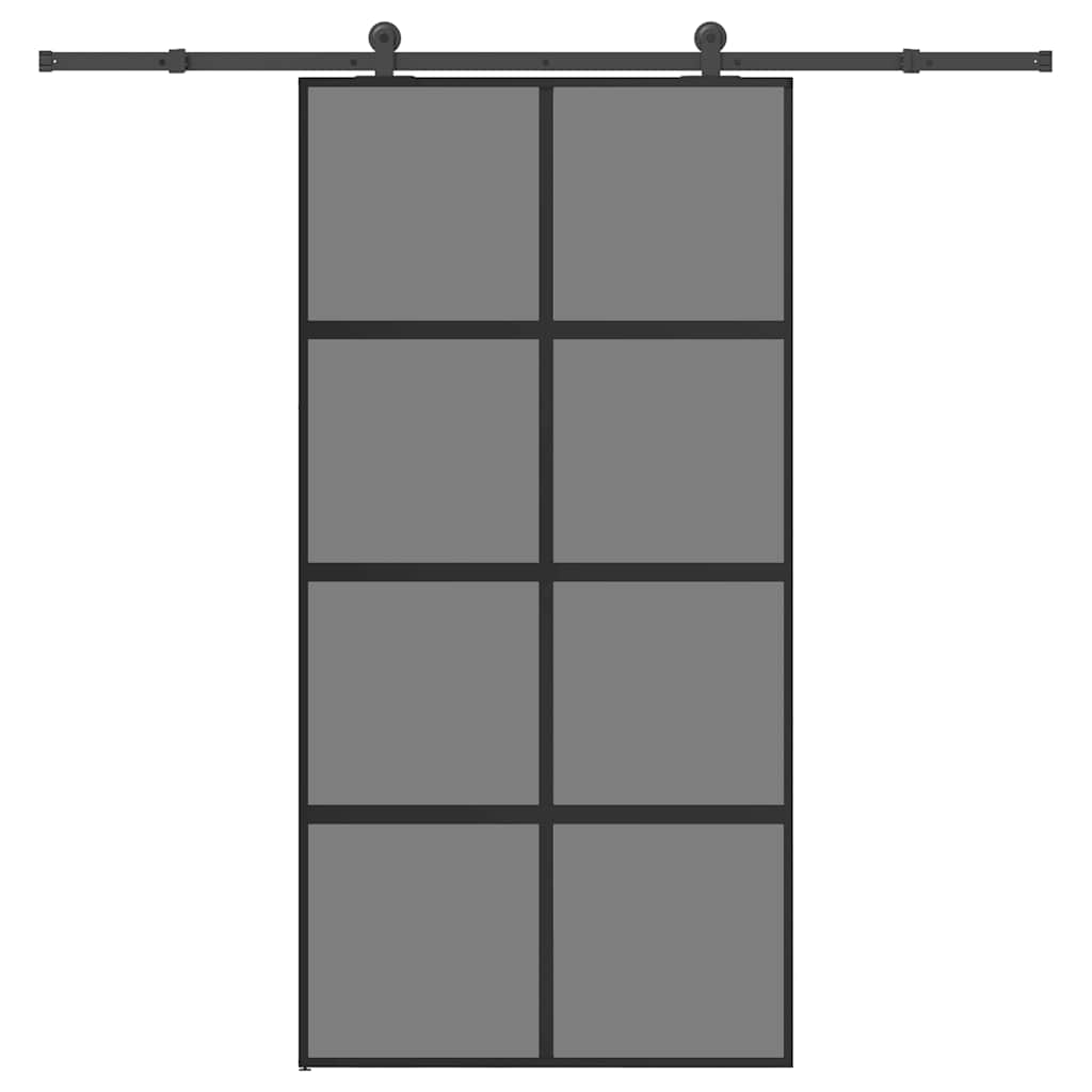 skydedør med hardwaresæt 102,5x205 cm hærdet glas og aluminium