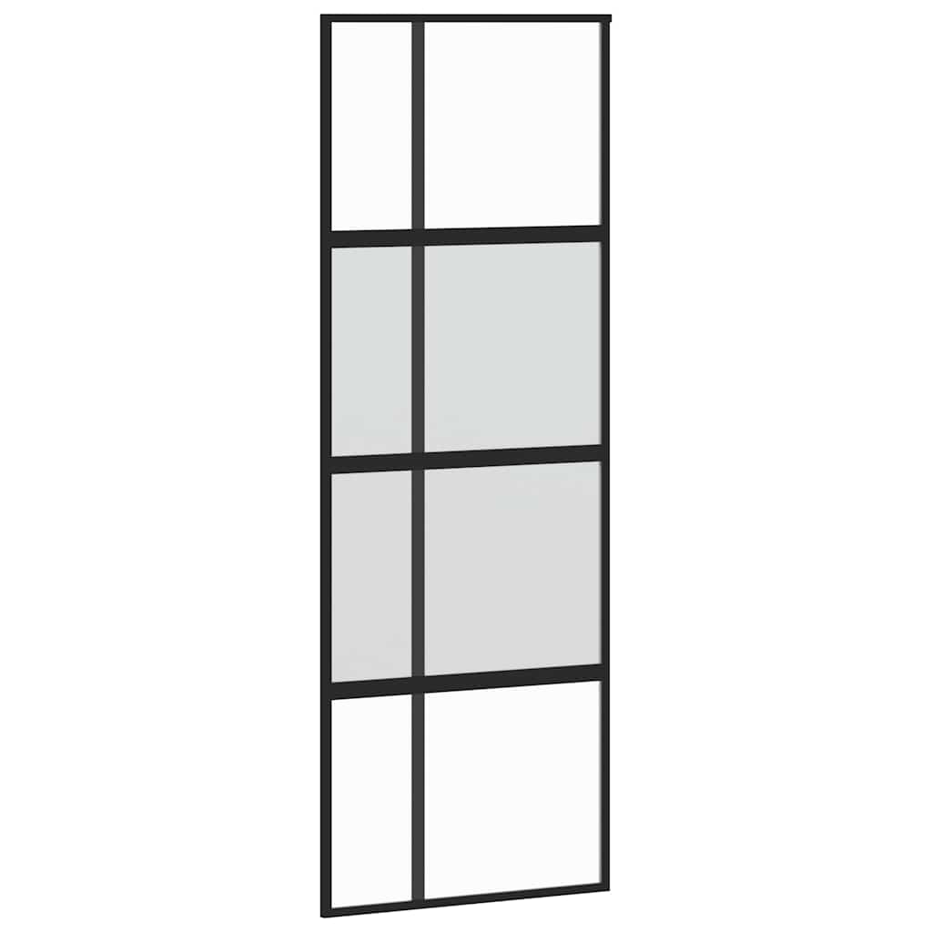 skydedør med hardwaresæt 76x205 cm hærdet glas og aluminium