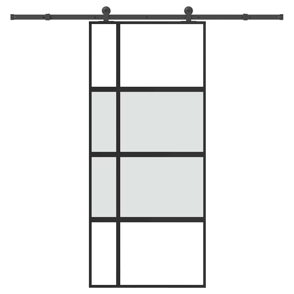 skydedør med hardwaresæt 90x205 cm hærdet glas og aluminium