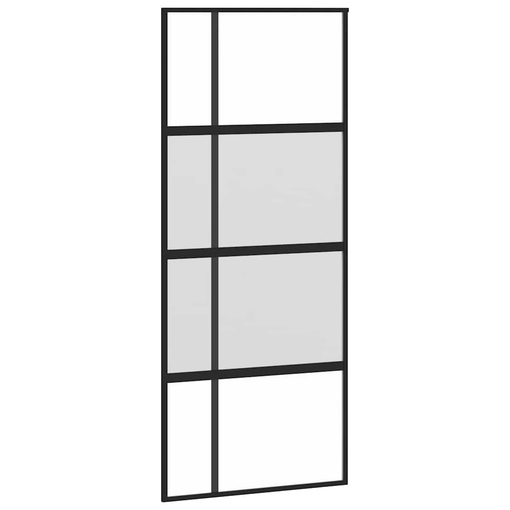 skydedør med hardwaresæt 90x205 cm hærdet glas og aluminium