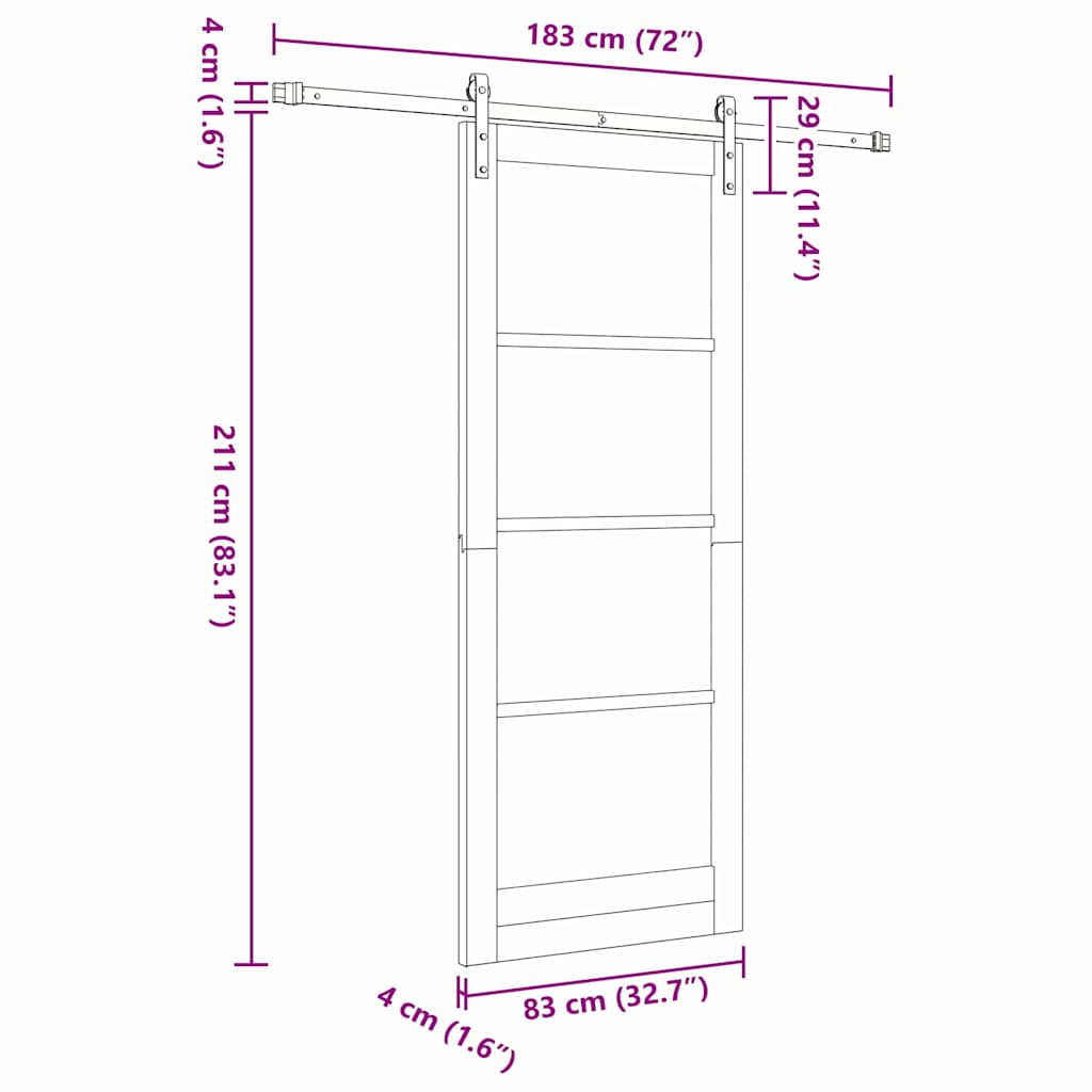 Skydedør ORKDAL Hvid og sort 83 x 211 cm