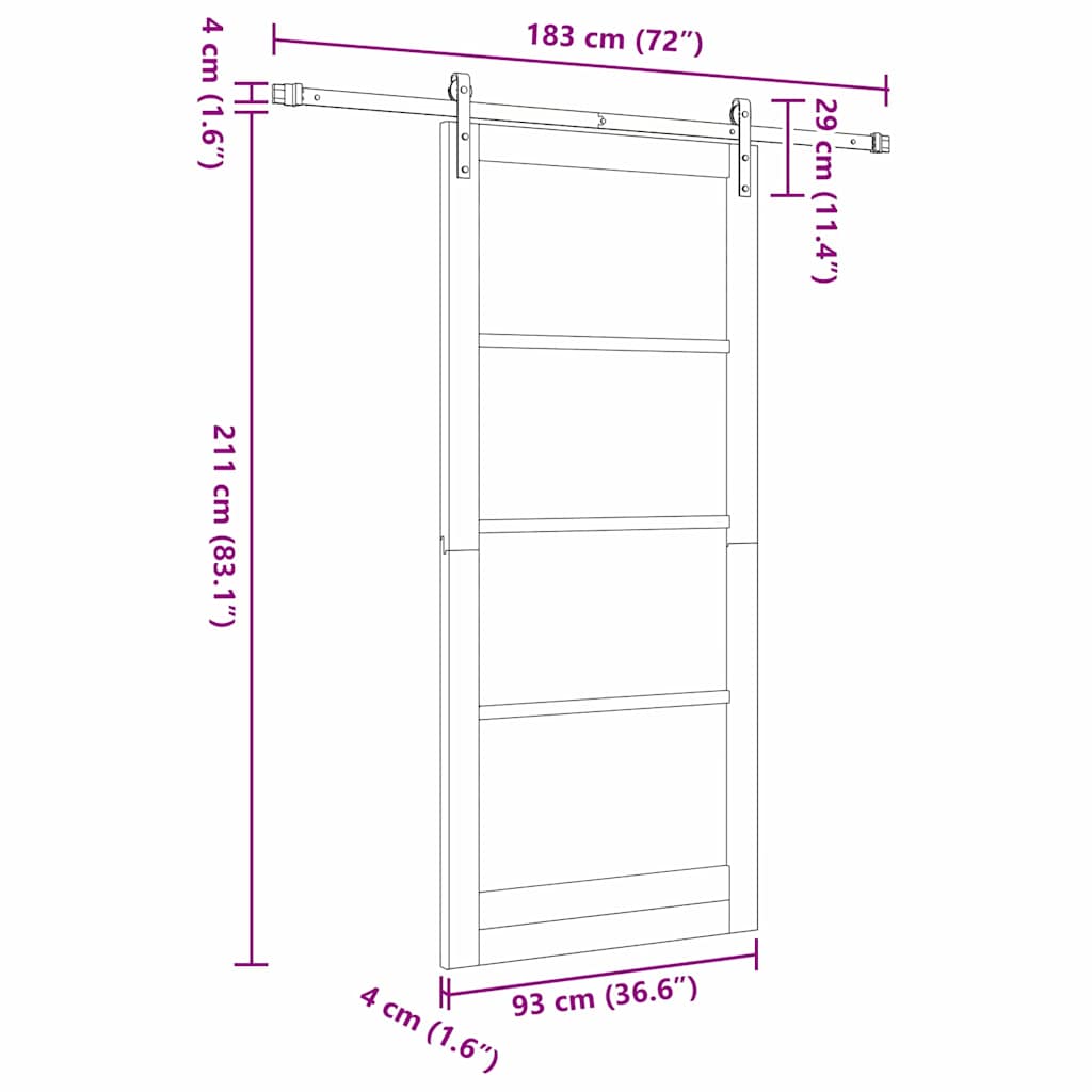 Skydedør ORKDAL Hvid og sort 93 x 211 cm