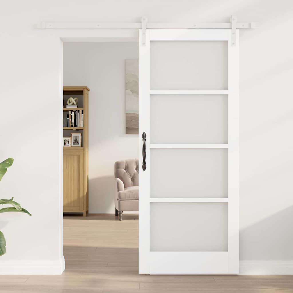 Skydedør ORKDAL Hvid 83 x 202 cm Massivt fyrretræ og glas