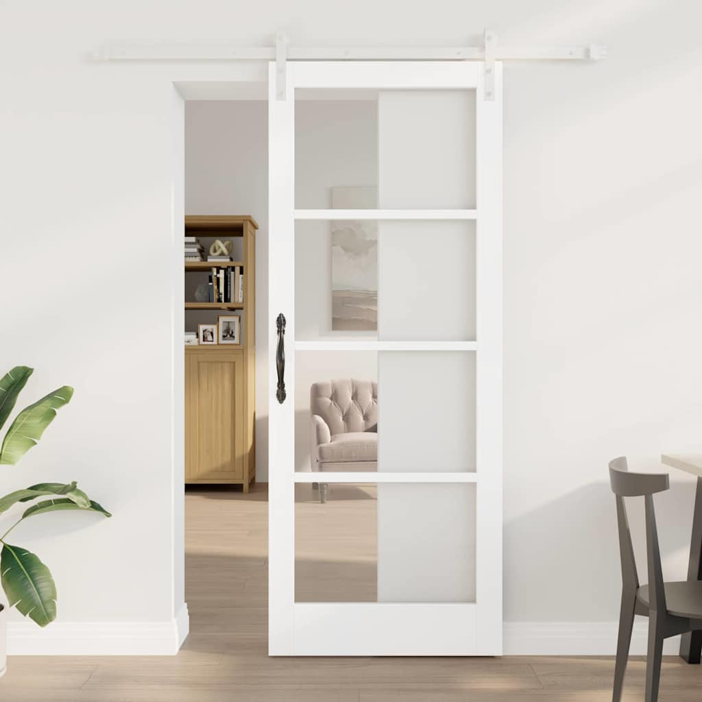 Skydedør ORKDAL Hvid 83 x 211 cm Massivt fyrretræ og glas