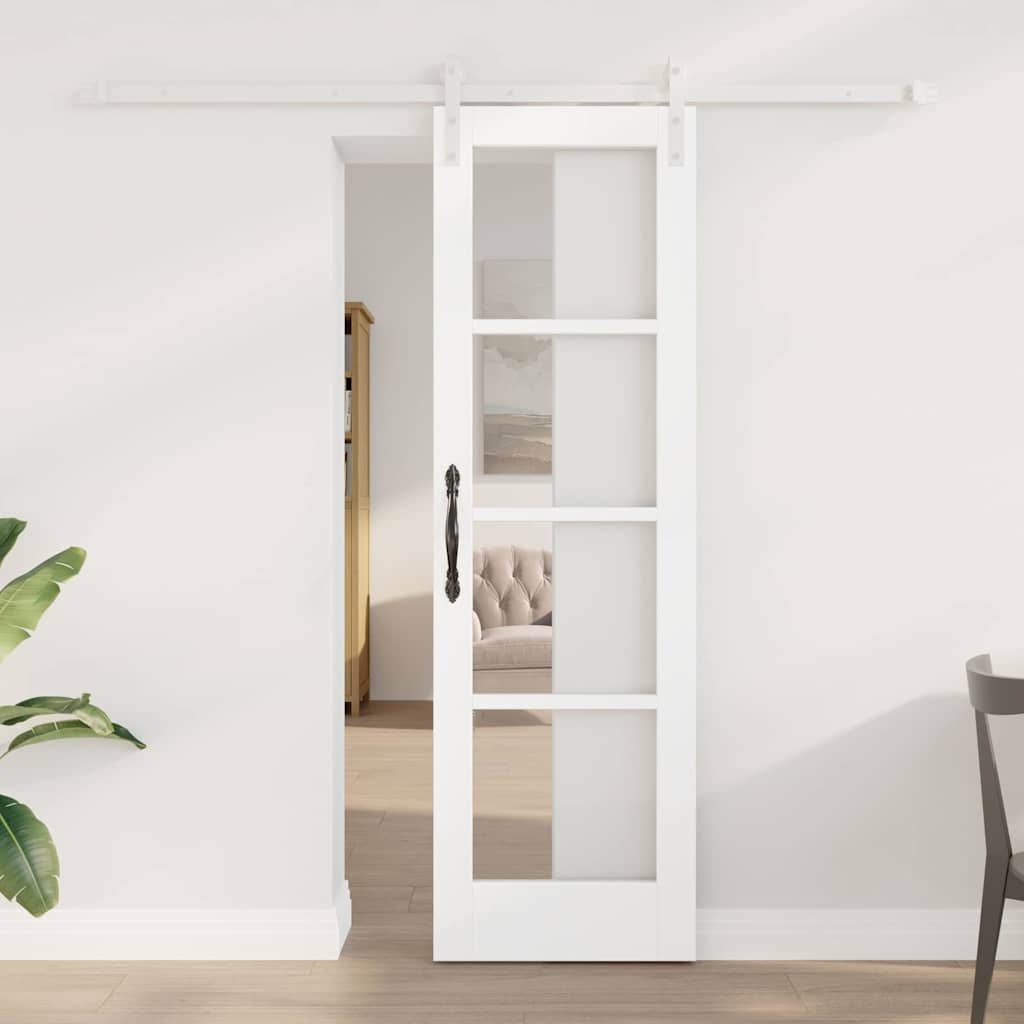 Skydedør ORKDAL Hvid 61 x 198,5 cm Massivt fyrretræ og glas