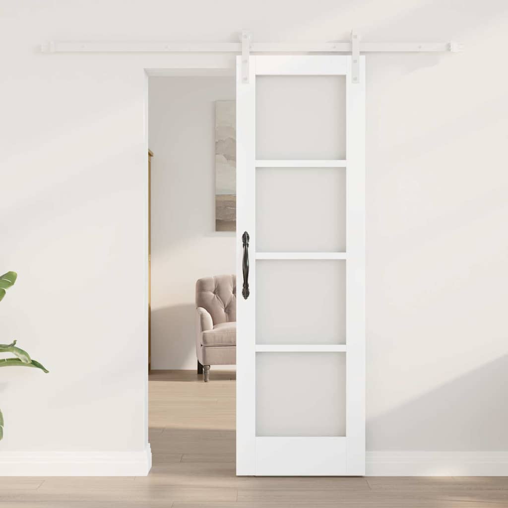 Skydedør ORKDAL Hvid 61 x 198,5 cm Massivt fyrretræ og glas