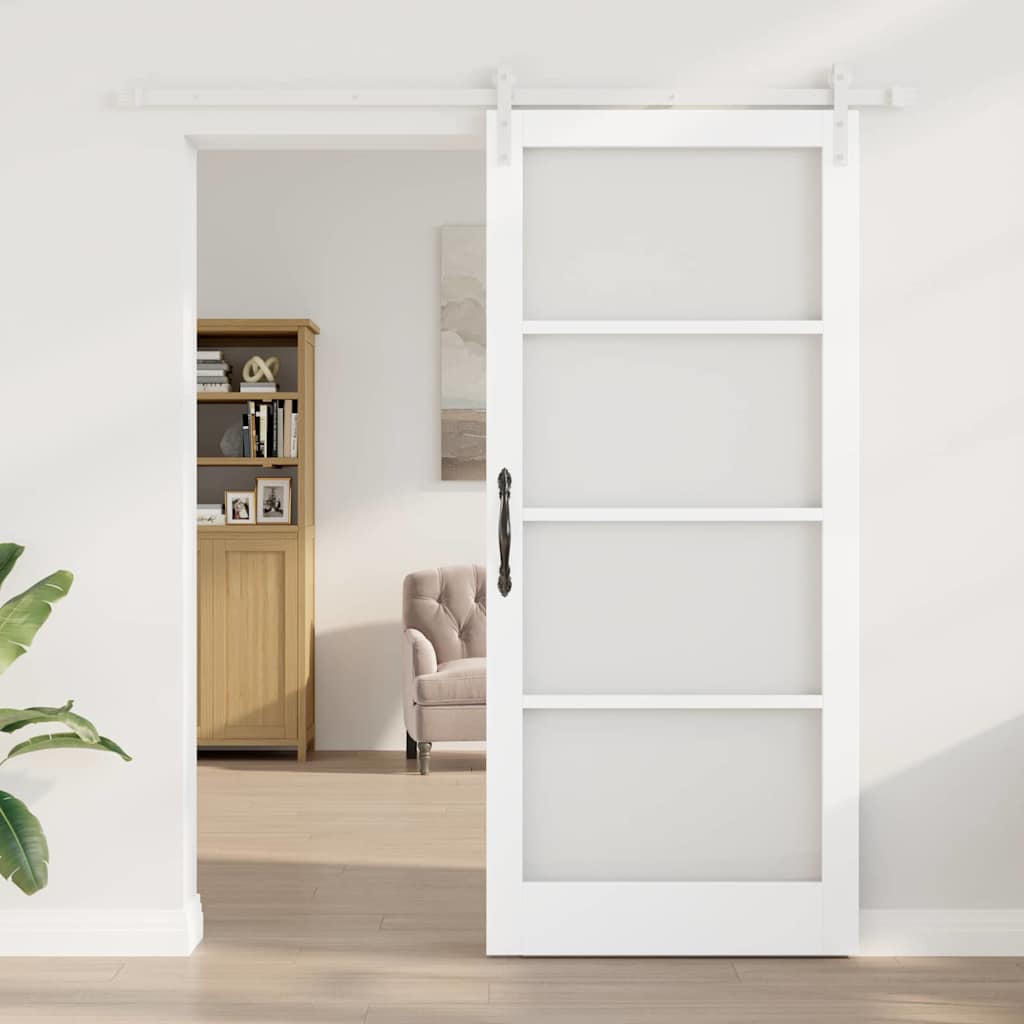Skydedør ORKDAL Hvid 93 x 211 cm Massivt fyrretræ og glas