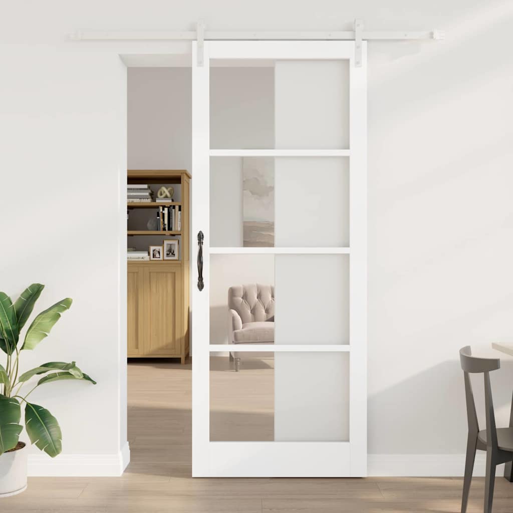 Skydedør ORKDAL Hvid 93 x 232 cm Massivt fyrretræ og glas