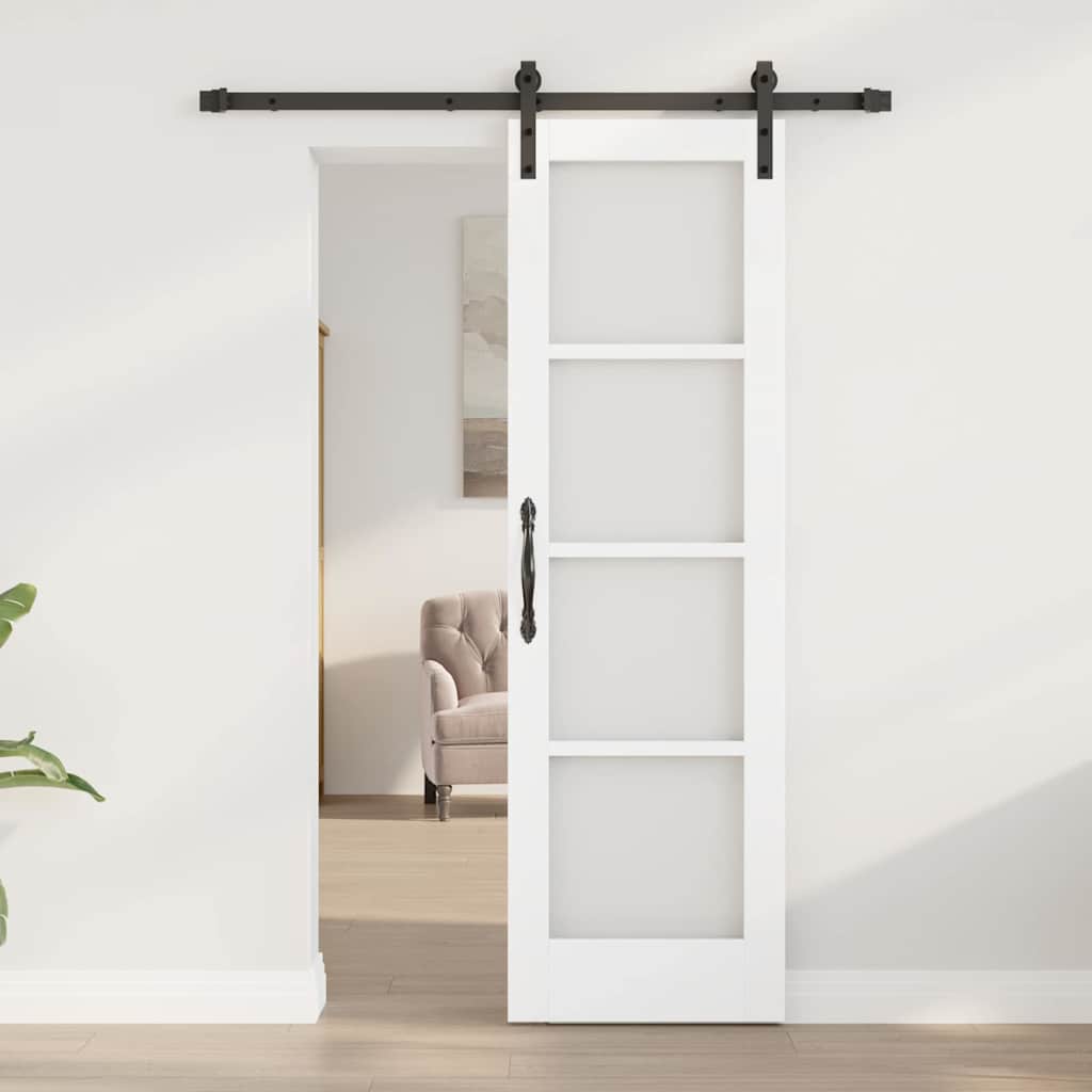 Skydedør ORKDAL Hvid 61 x 198,5 cm Massivt fyrretræ og glas