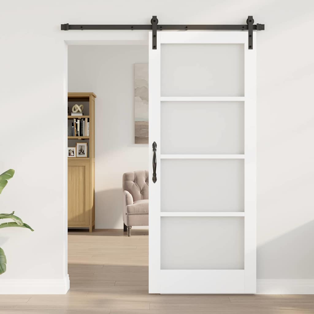 Skydedør ORKDAL Hvid 83 x 202 cm Massivt fyrretræ og glas