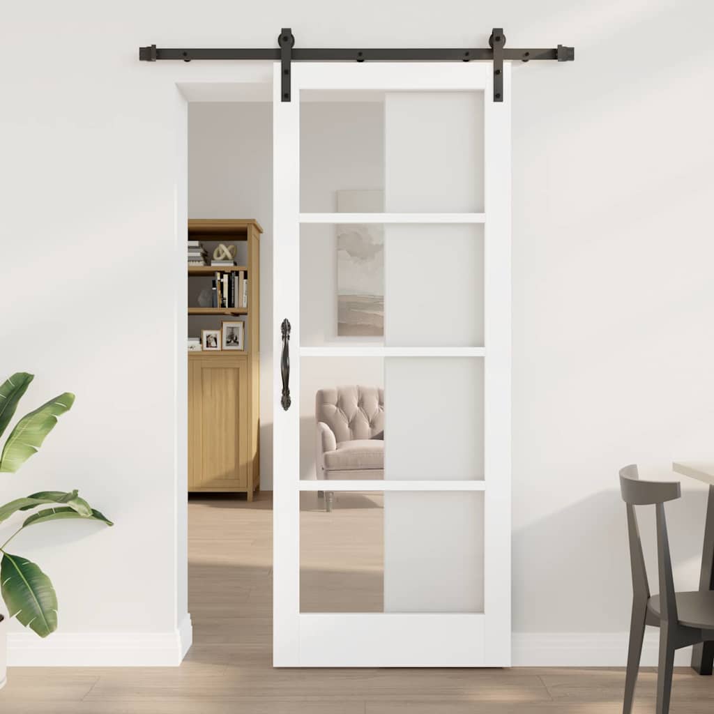 Skydedør ORKDAL Hvid 83 x 211 cm Massivt fyrretræ og glas