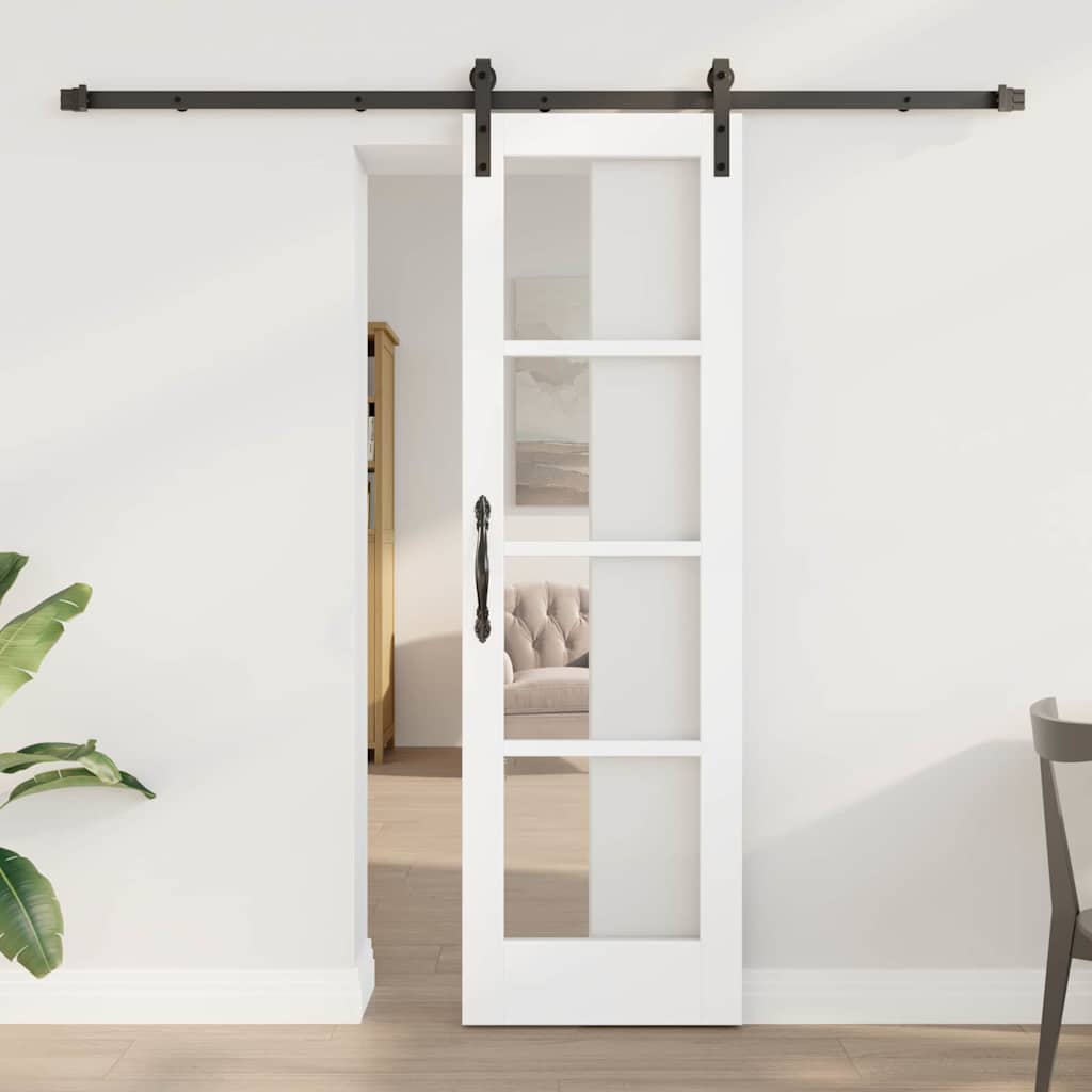 Skydedør ORKDAL Hvid 61 x 198,5 cm Massivt fyrretræ og glas