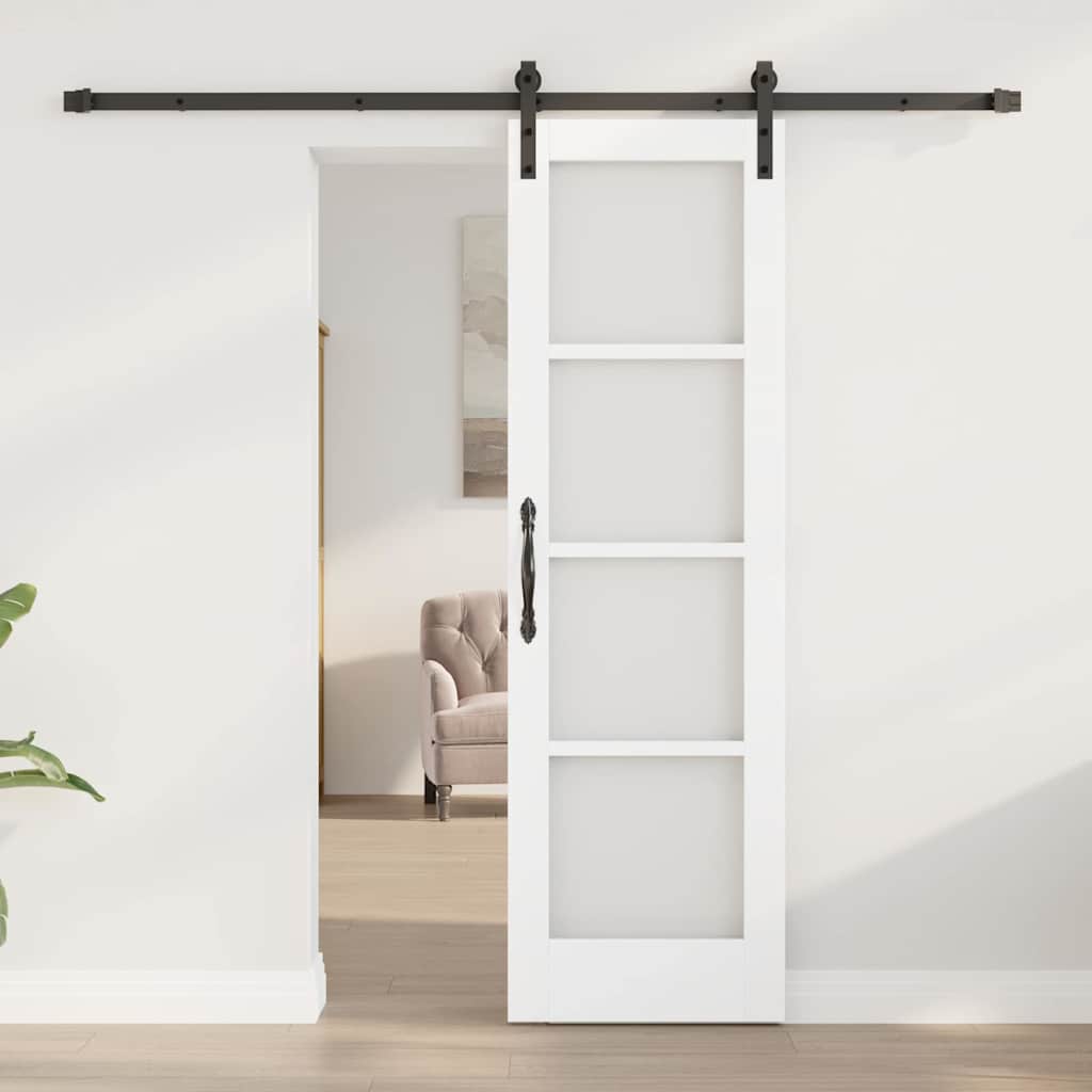 Skydedør ORKDAL Hvid 61 x 198,5 cm Massivt fyrretræ og glas